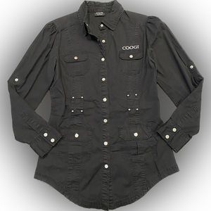 Vintage Coogi Button-Up Embroidered Overshirt / Color: Black / Size: M